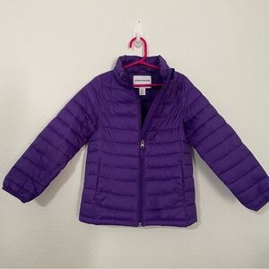 Amazon Essentials kids Purple packable puffer Jacket small 4/5 winter cozy